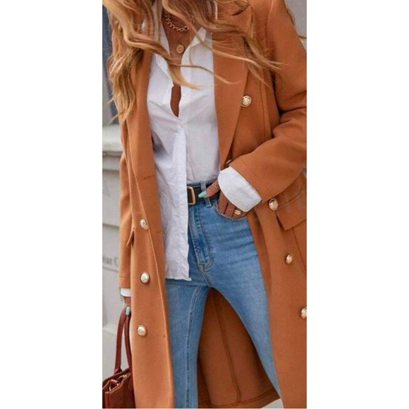 Classic Camel Button up Long Jacket Coat - Picture 1 of 6
